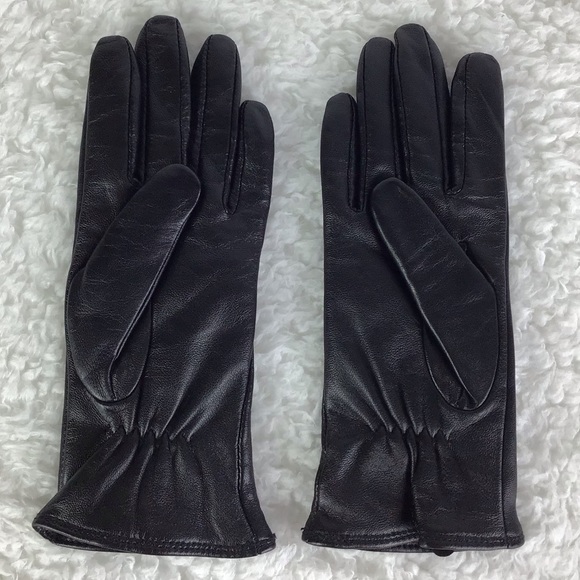 Charter Club Tech Palm Leather Gloves Black - Picture 2 of 5
